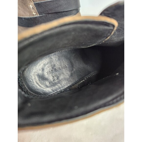 Rag & Bone Harrow Taupe Waxed Suede Stacked Heel Ankle Boot Booties, 38.5(8.5) - Picture 12 of 13